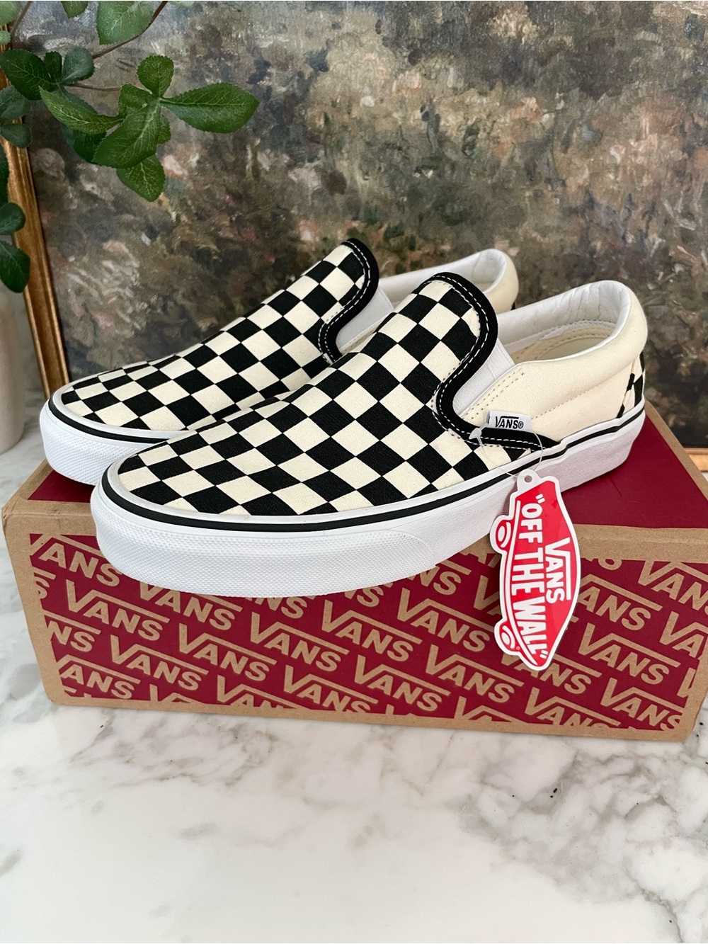 Vans slip on checkered black & white womens Size 8 new in box - Picture 1 of 7